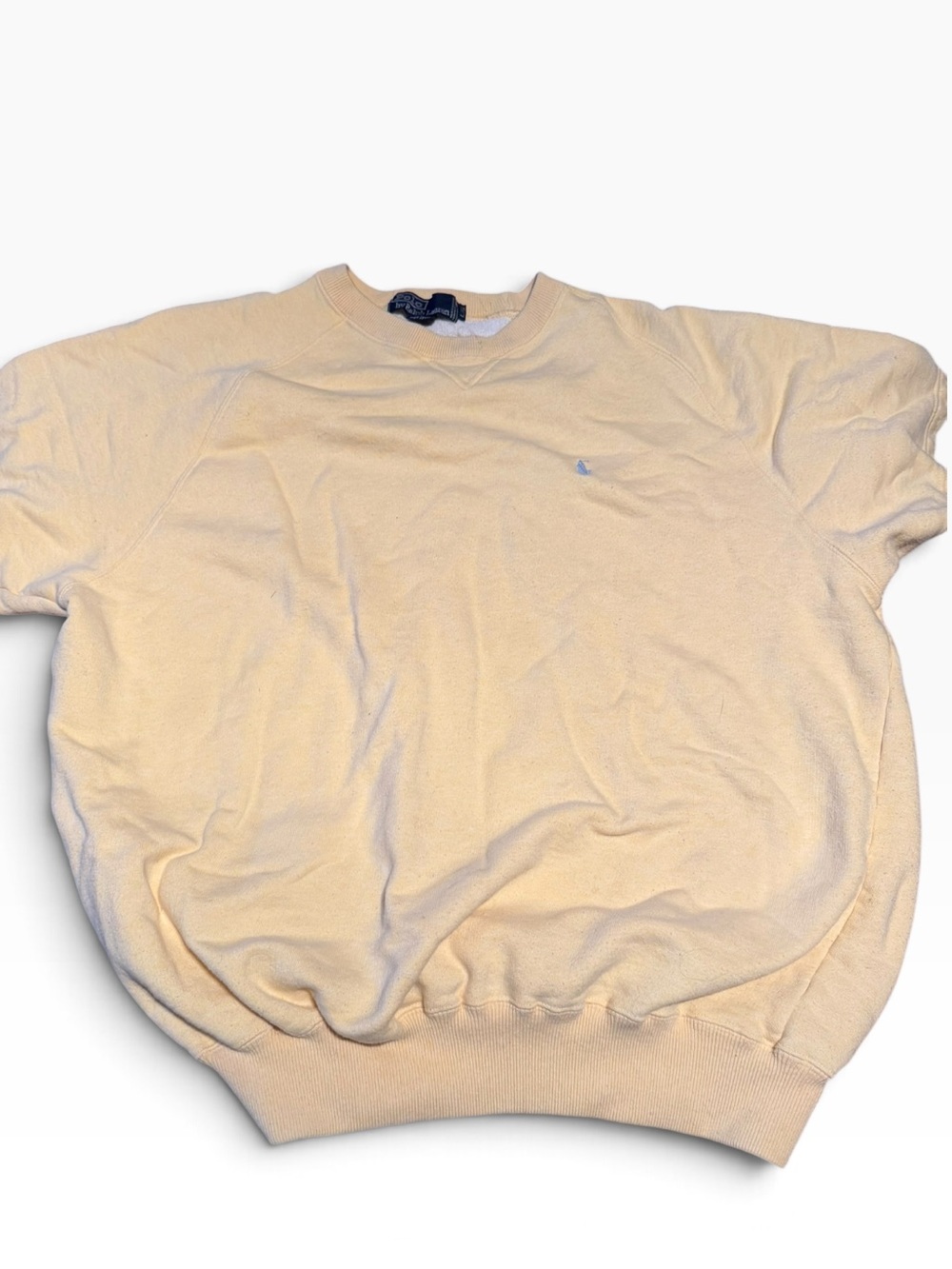 Rare Vintage Ralph Lauren pale yellow Crewneck SS Sweatshirt L